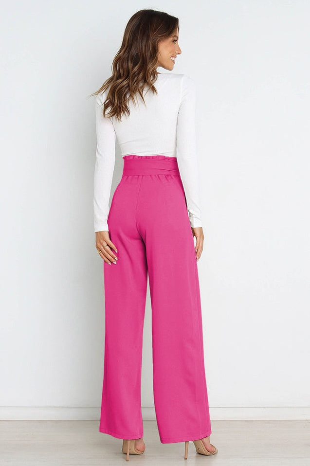 Pantalon Évasé à Ceinture Coordonné