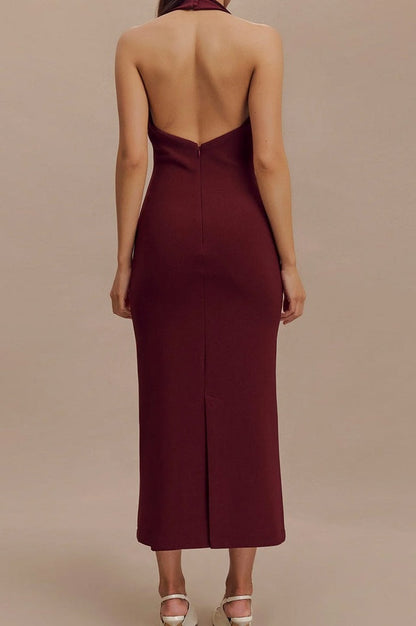 Robe Midi Halter en Crêpe Annita