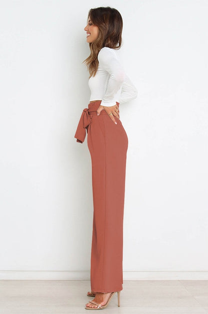 Pantalon Évasé à Ceinture Coordonné