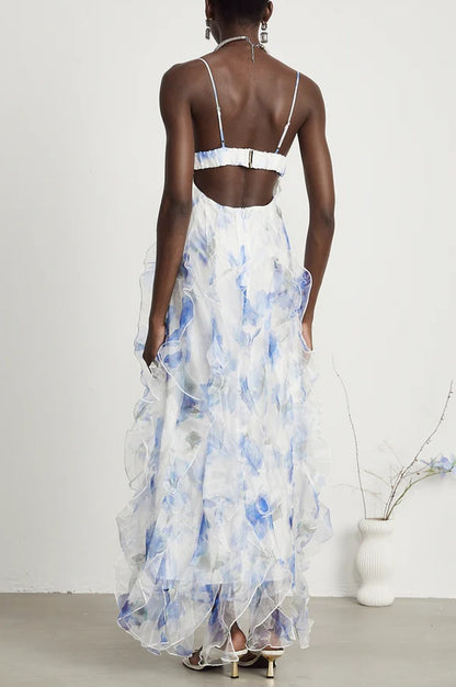 Robe Midi Imprimée Florale à Volants NOÉMIE
