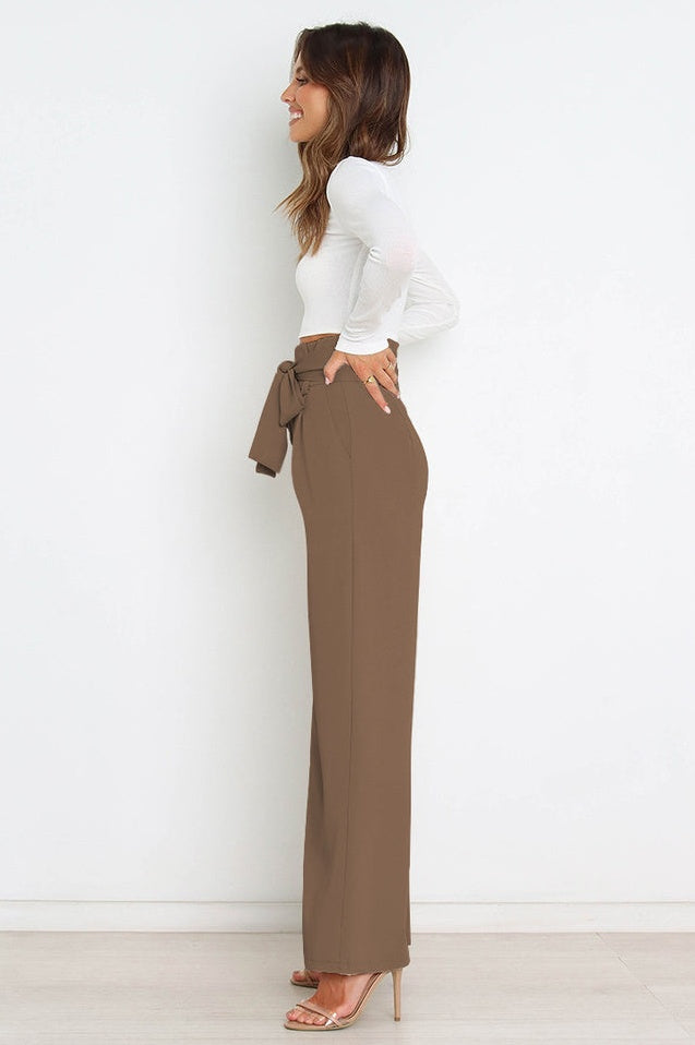Pantalon Évasé à Ceinture Coordonné