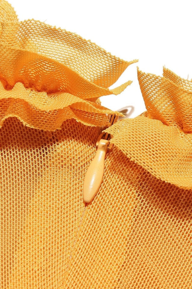 Robe Évasée à Volants en Abricot