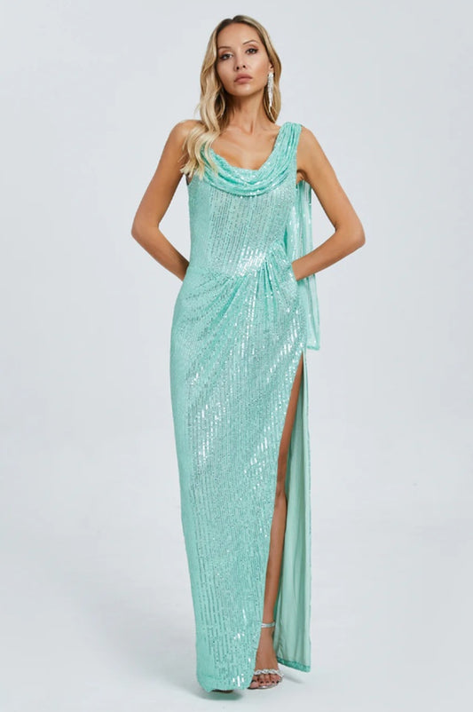 Robe Maxi Évasée à Épaule Unique et Décolleté Fissuré - Révier Paris
