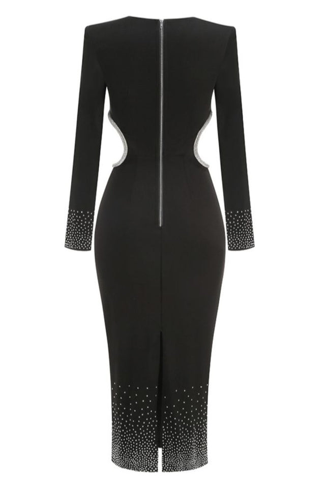 Robe Midi Évasée Découpée et Brodée