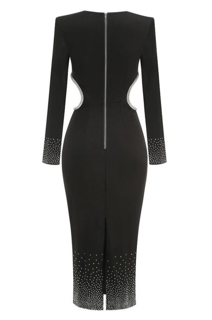 Robe Midi Évasée Découpée et Brodée