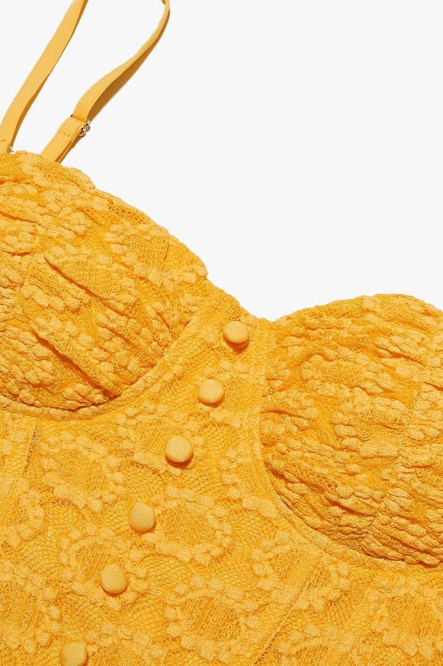 Robe Mini en Dentelle Apricot avec Corset