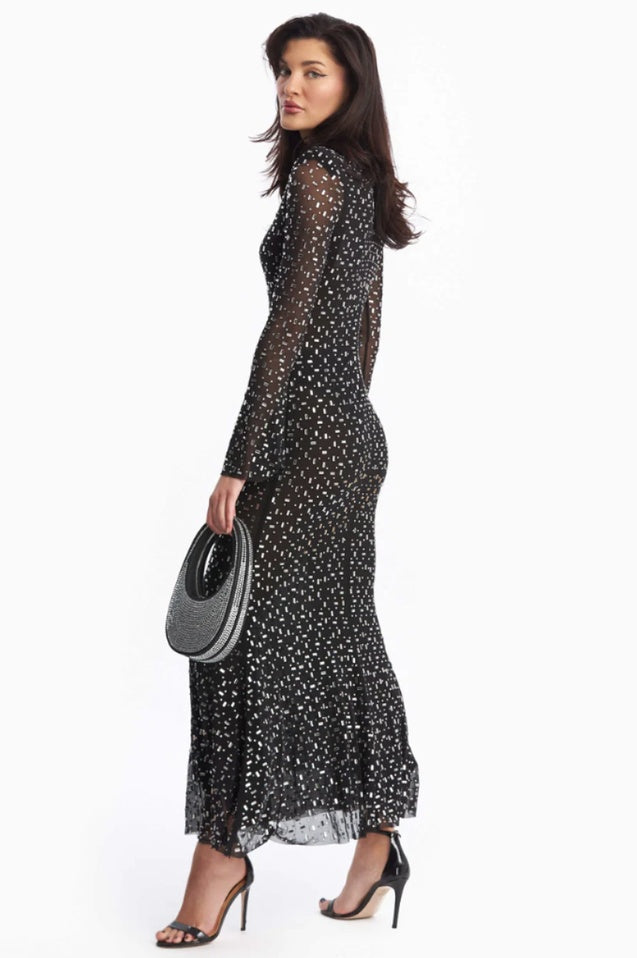 Robe Maxi en Mesh Brodée de Cristaux