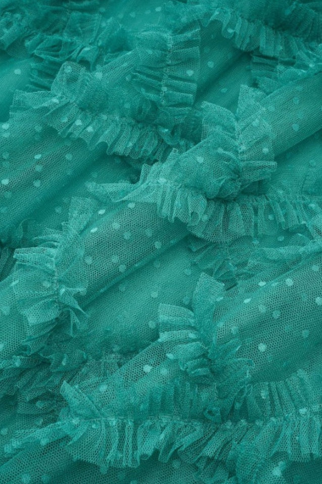Robe Maximaliste à Volants en Tulle Taille Haute Opulente