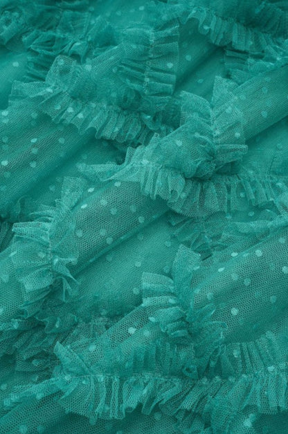 Robe Maximaliste à Volants en Tulle Taille Haute Opulente