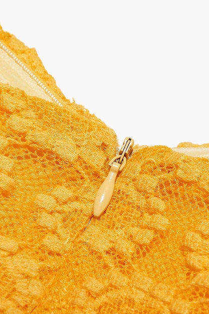 Robe Mini en Dentelle Apricot avec Corset