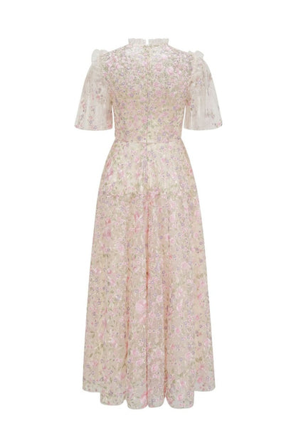Robe Maxi En Tulle Brodée Opulente