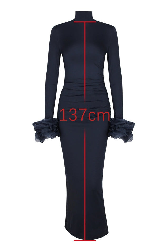 Robe Maxi à Manche Volante Fabienne Midnight
