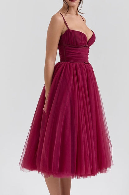 Robe Midi en Tulle Countess Cabernet