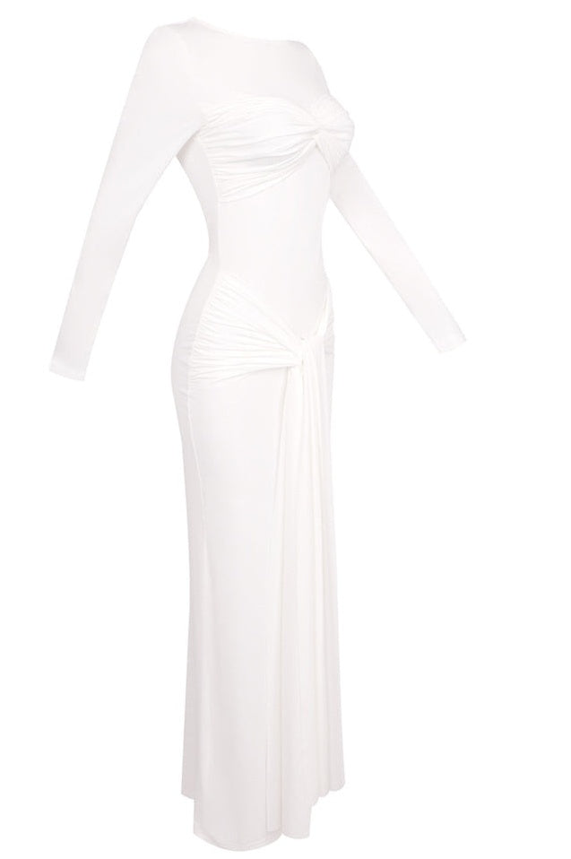 Robe Maxi Longue à Manches Longues à Bretelles