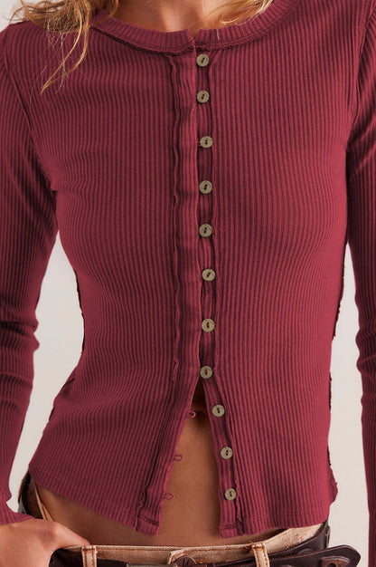 Cardigan Ainoa Bordeaux Évasé