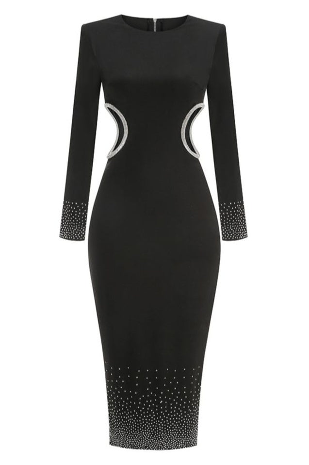 Robe Midi Évasée Découpée et Brodée