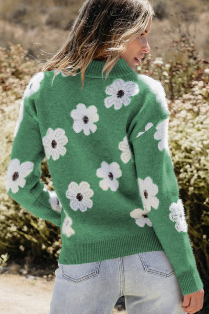 Pull Mi-zipper à Motif Floral