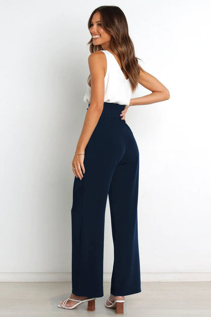 Pantalon Évasé à Ceinture Coordonné