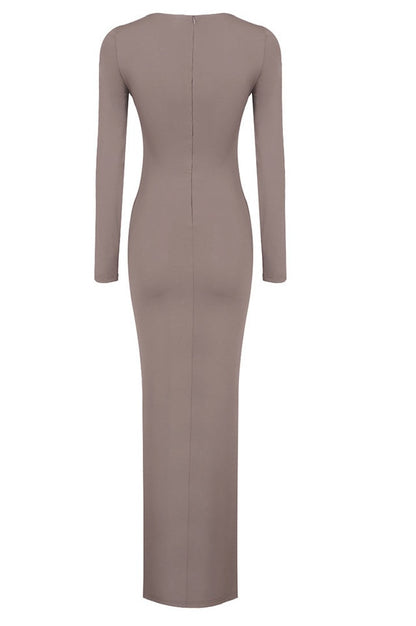 Robe Maxi Longue à Manches Longues à Bretelles