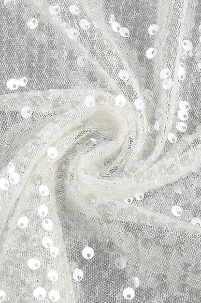 Robe Maxi à Sequin Blanc Bobbie Halter