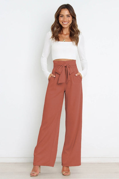 Pantalon Évasé à Ceinture Coordonné