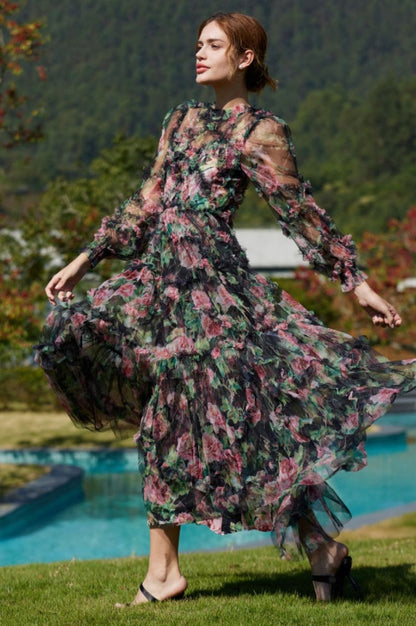 Robe en Maille Florale Aurora