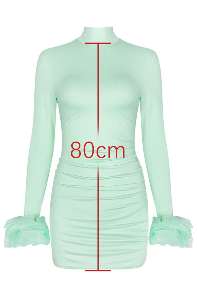 Robe Mini à Volants et Manches Évasées Camilla Pistache