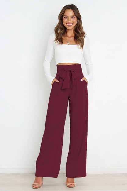 Pantalon Évasé à Ceinture Coordonné