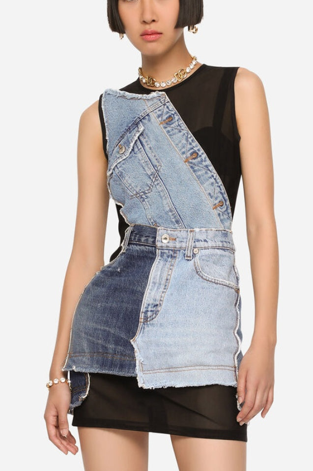 Robe Mince en Jean Patchwork et Jersey - Révier Paris