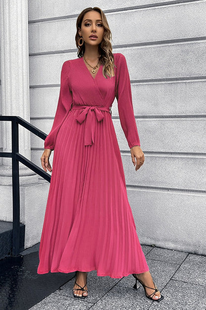 Robe Plissée Évasée à Col en V - Révier Paris