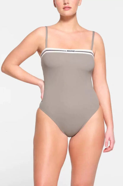 Bodysuit Logo à Encolure Droite
