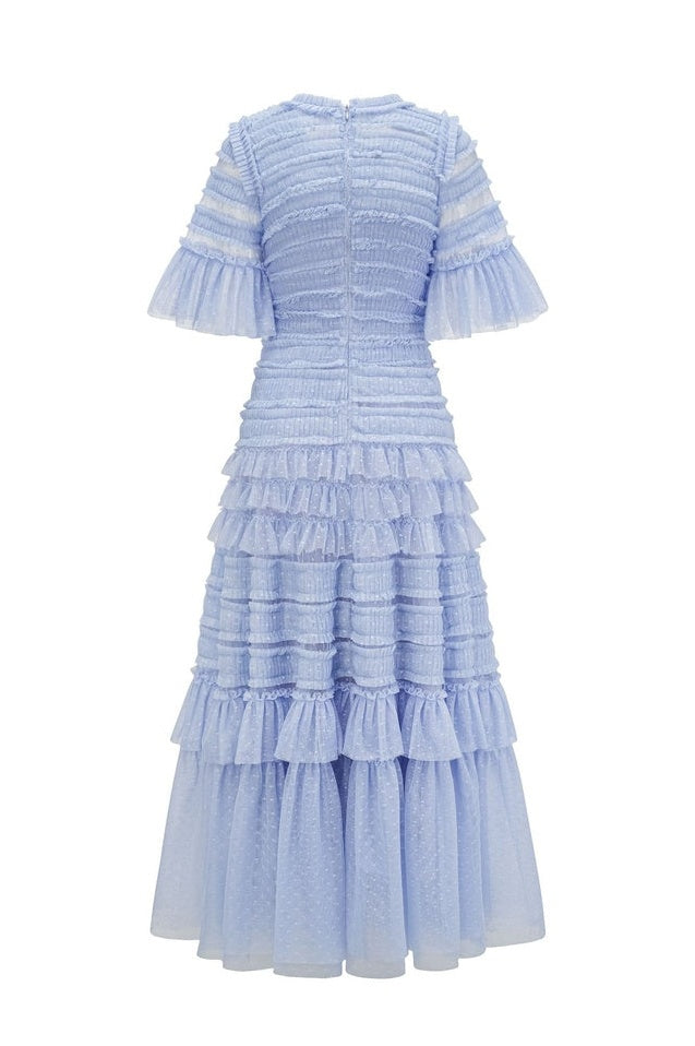 Robe Midi Évasée à Manches Flottantes et Superposée Harper
