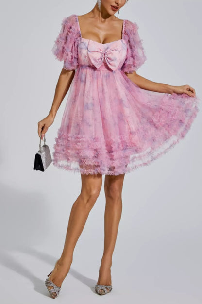 Robe Mini à Manches Bouffantes Raquel