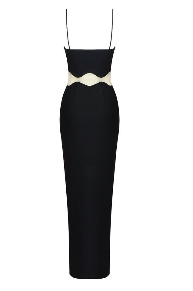 Robe Maxi Épousant Noir en Bandage