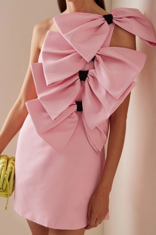 Robe Mini en Soie avec Détails en Nœud - Révier Paris
