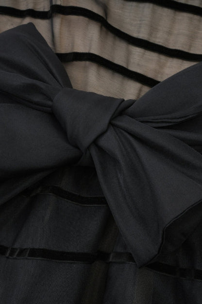 Robe Longue Maxi à Col Rond avec Nœud Papillon