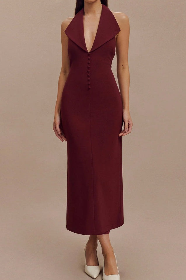 Robe Midi Halter en Crêpe Annita - Révier Paris