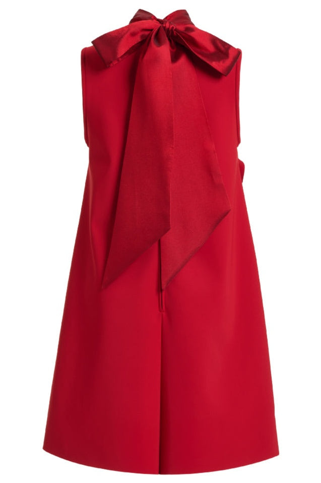 Robe Mini Évasée Rouge Appliquée