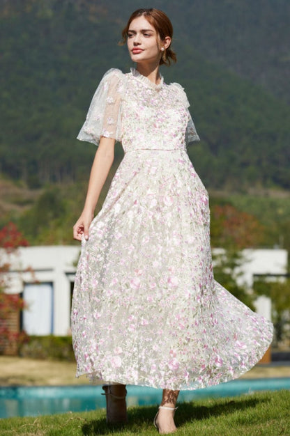 Robe Maxi En Tulle Brodée Opulente
