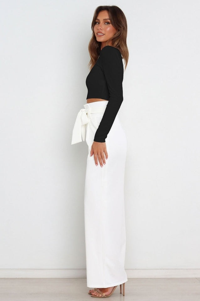 Pantalon Évasé à Ceinture Coordonné