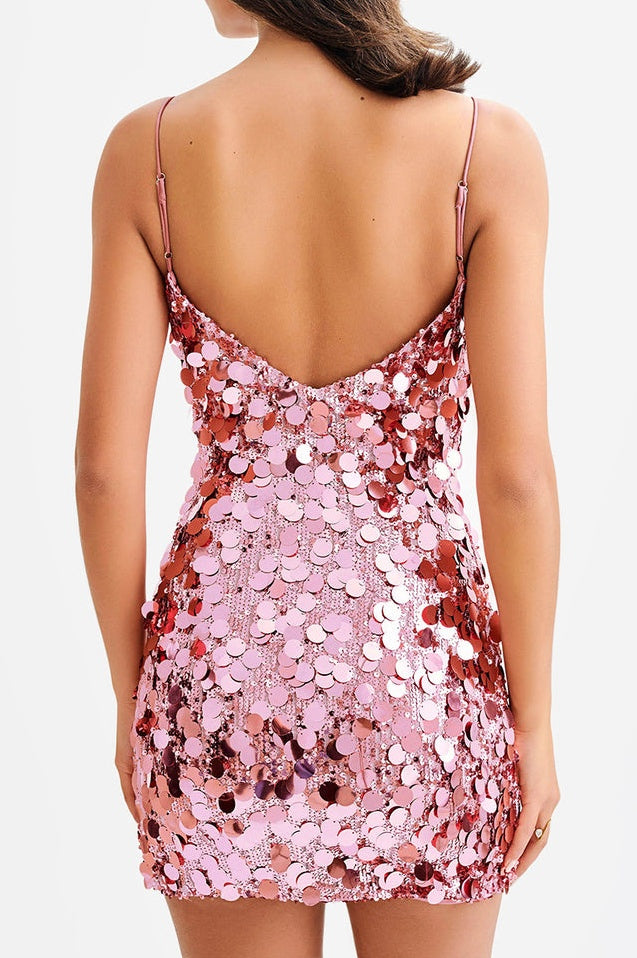 Robe Mini Brodée Romilly en Sequins