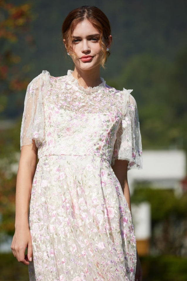 Robe Maxi En Tulle Brodée Opulente