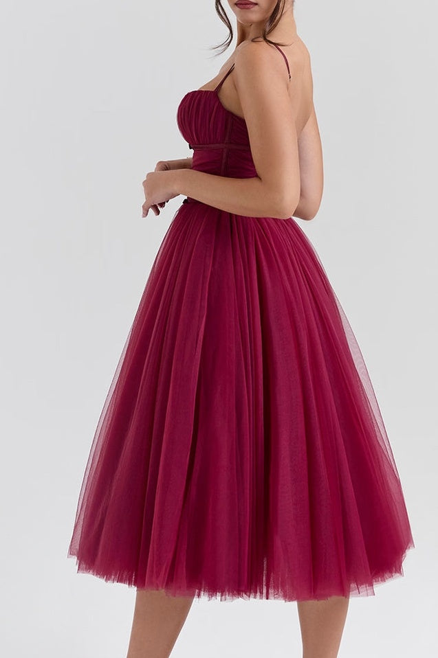 Robe Midi en Tulle Countess Cabernet