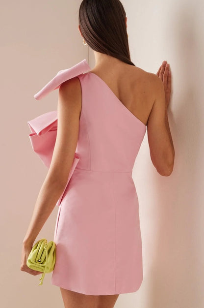 Robe Mini en Soie avec Détails en Nœud