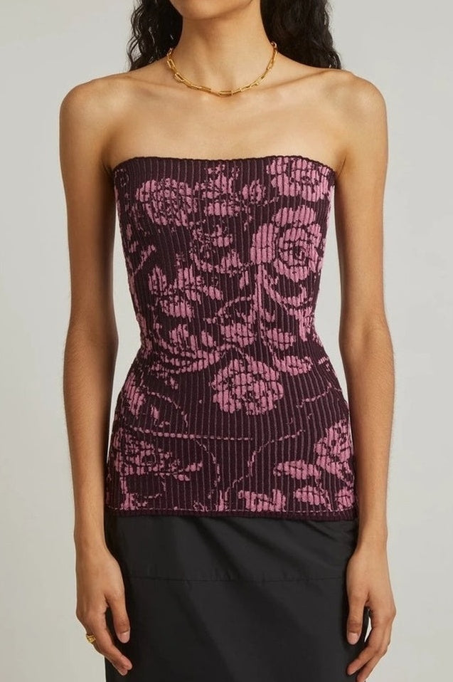 Top Ribbé Imprimé Floral