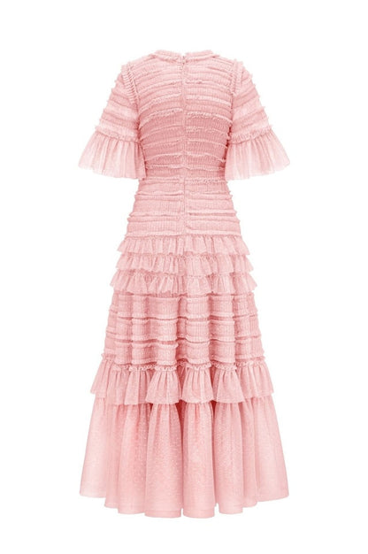 Robe Midi Évasée à Manches Flottantes et Superposée Harper