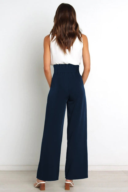 Pantalon Évasé à Ceinture Coordonné