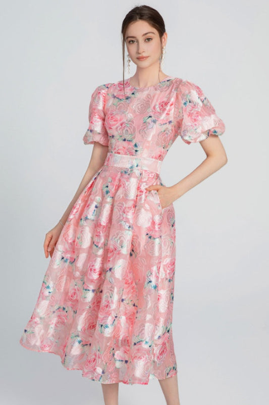 Robe Midi à Manches Bouffantes - Révier Paris
