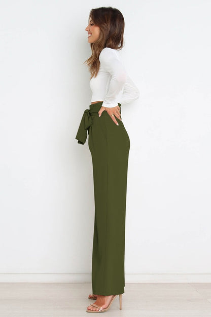 Pantalon Évasé à Ceinture Coordonné