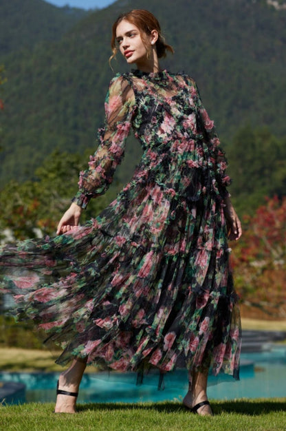 Robe en Maille Florale Aurora